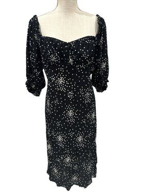 Anthropologie Black With White Hearts Sweetheart Dress L